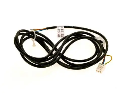 BOSCH Netzkabel mit mehreren Leitungen. Ein Ende mit einem Stecker, das andere Ende mit freiliegenden Drähten. Kabel schwarz und geschlängelt.